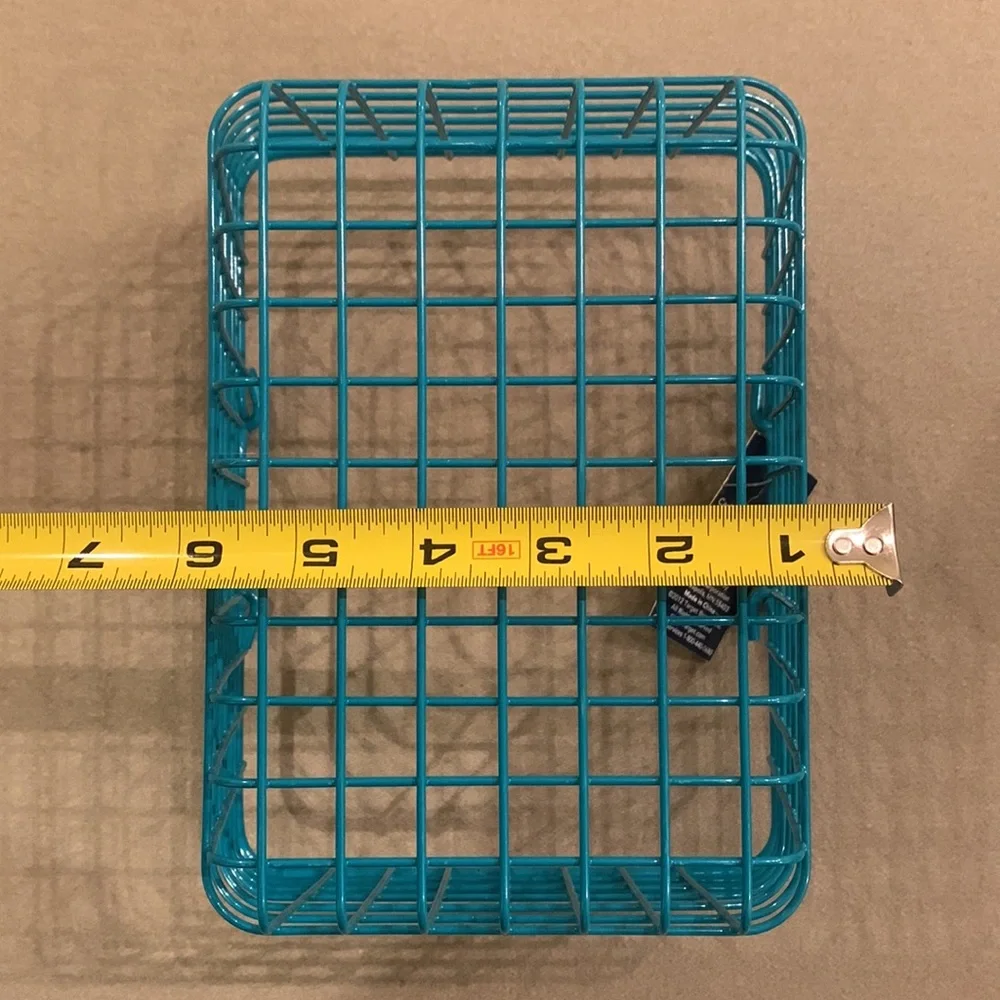 NEW NWT Teal Blue Metal Wire Storage Carry Carrying Caddy Handles